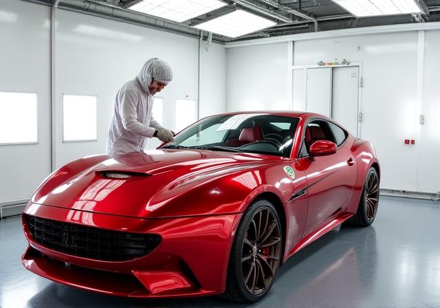 塗装ブースでのカスタムペイント作業